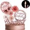 Rose Gold Cake Topper Decoration with Happy Birthday Candles Happy Birthday Banner Confetti Balloon Paper Fans For Rose Gold Theme Party Decor Girl Women Birthday Party